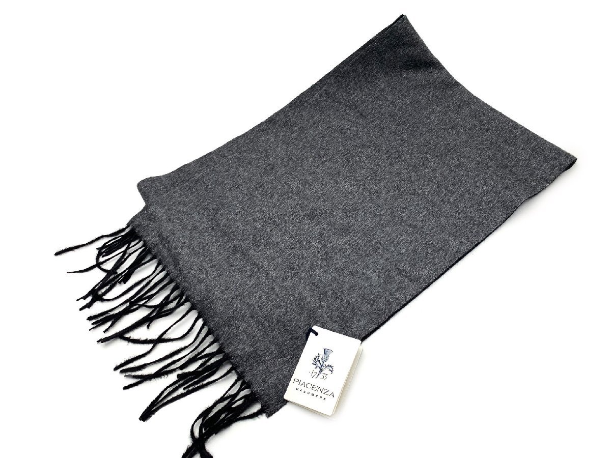 PIACENZA ピアチェンツァ カシミヤ マフラー ブラック x グレー