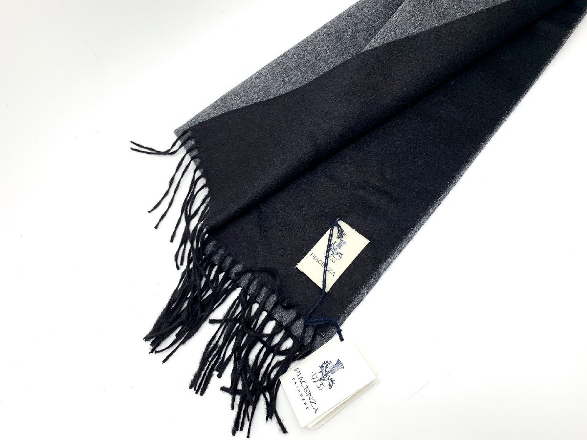 PIACENZA ピアチェンツァ カシミヤ マフラー ブラック x グレー