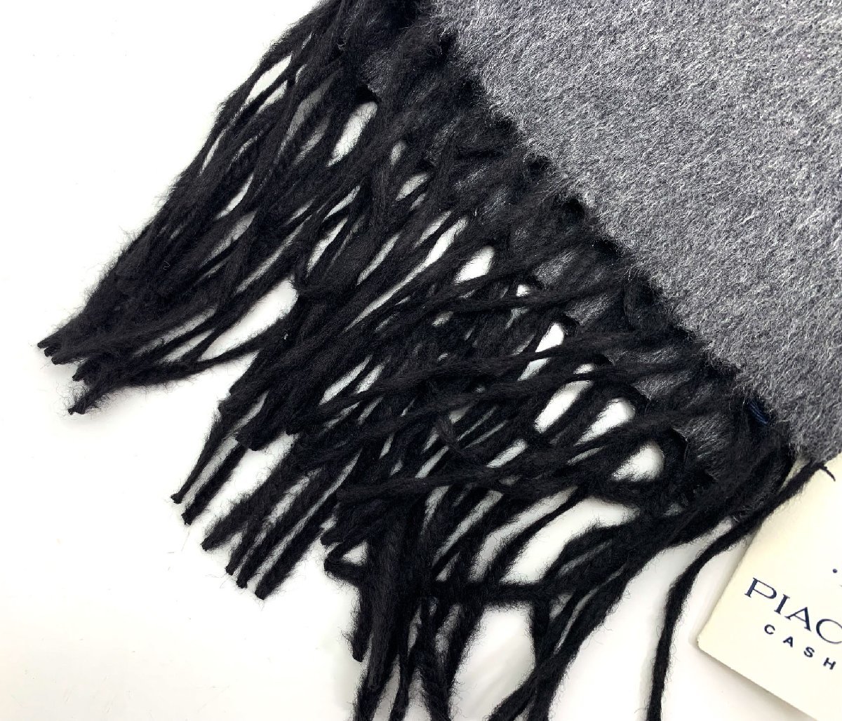 PIACENZA ピアチェンツァ カシミヤ マフラー ブラック x グレー