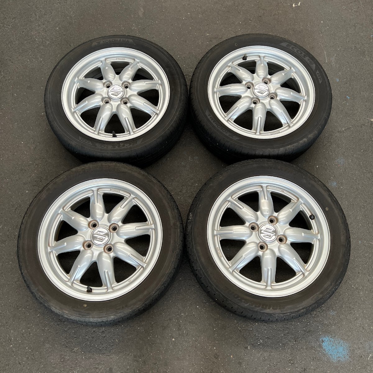 タイヤ付き純正ホイール4本セット　アルト　HA36S　74P5-545　シルバー　15×4 1/2J　+45　100　4穴　165/55R15　2020年製　2ミリ