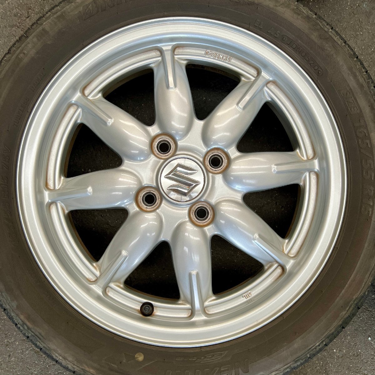 タイヤ付き純正ホイール4本セット　アルト　HA36S　74P5-545　シルバー　15×4 1/2J　+45　100　4穴　165/55R15　2020年製　2ミリ