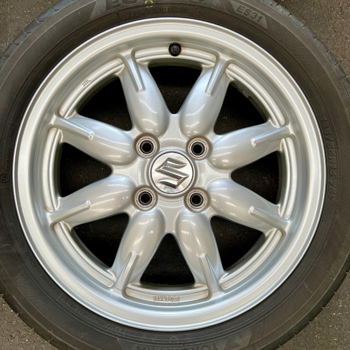 タイヤ付き純正ホイール4本セット　アルト　HA36S　74P5-545　シルバー　15×4 1/2J　+45　100　4穴　165/55R15　2020年製　2ミリ