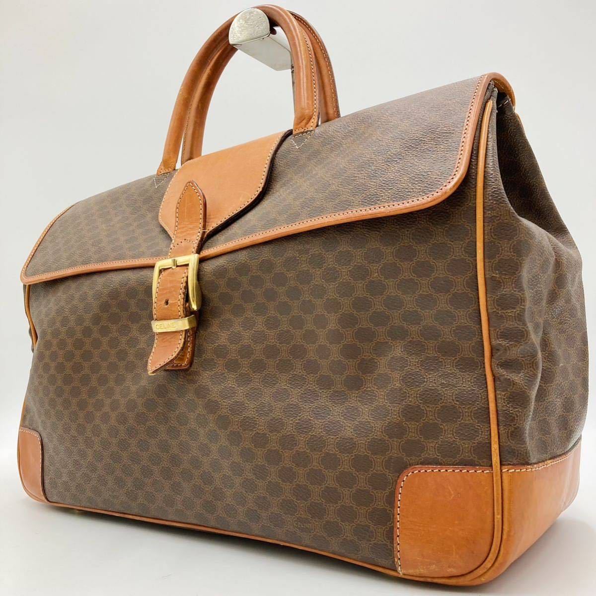 A4 セリーヌ トートバッグ マカダム トリオンフ キャンバス レザー ロゴ金具 良品✨ セリーヌ トートバッグ マカダム柄 トリオンフ PVC レザー A4