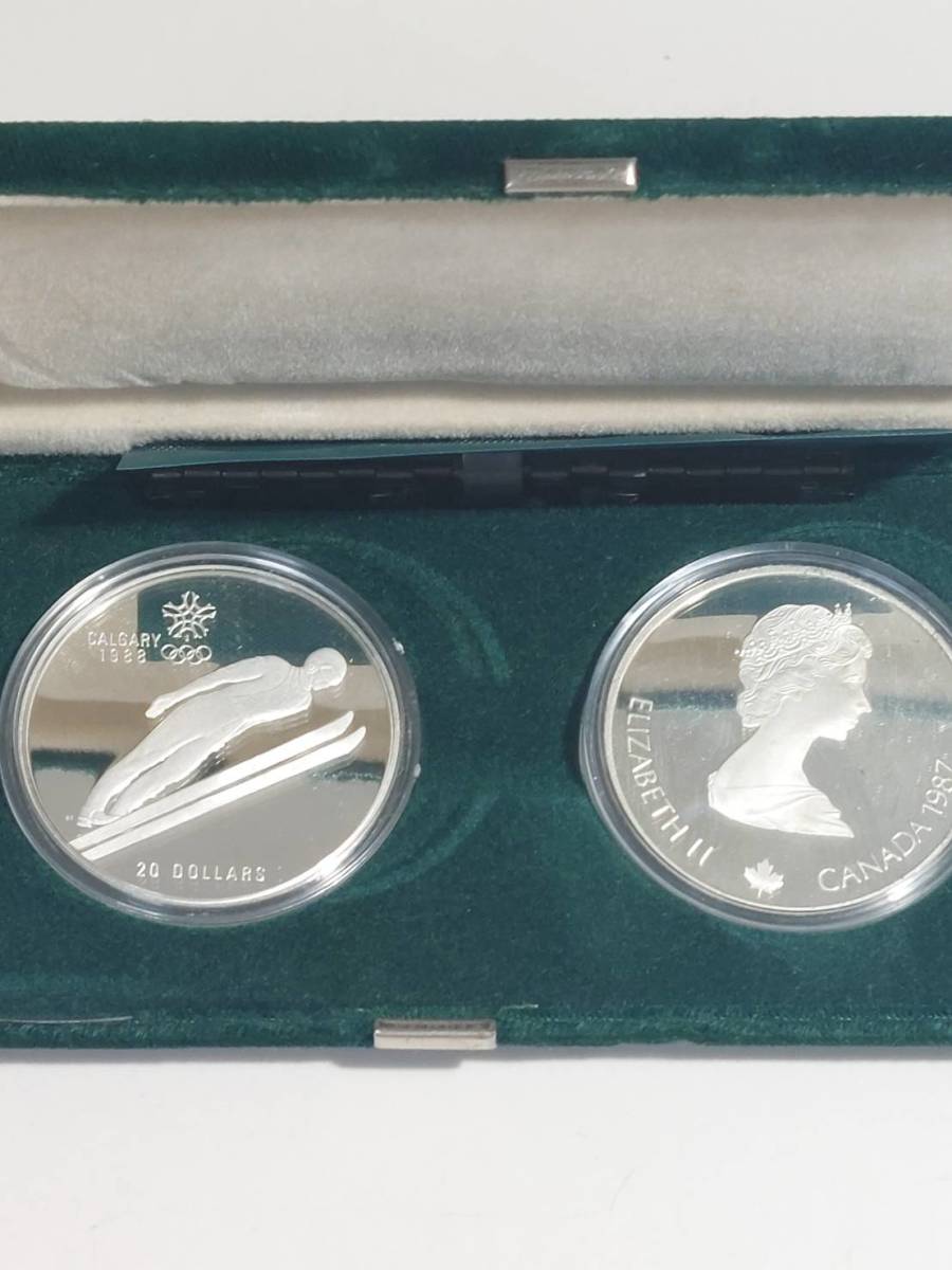 1987年 カナダ 記念銀貨 銀貨 カナダ 1987 1988 カナダ冬季オリンピック 20 DOLLARS ケース付