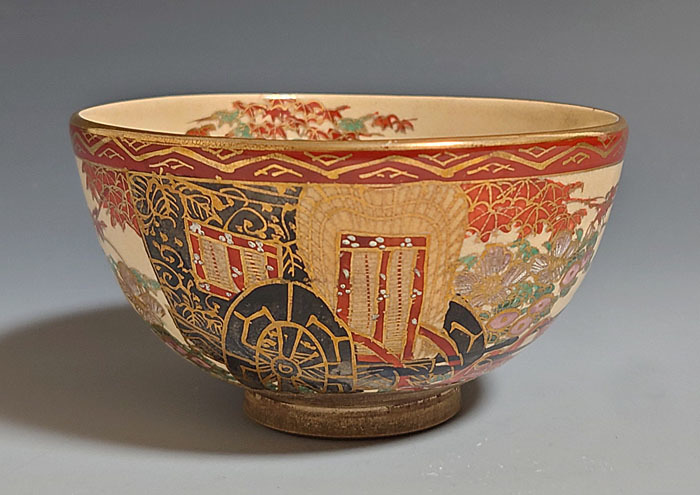 茶碗魂 92 野々村仁清 金彩色絵花草御所車文茶碗 茶道具の入札履歴