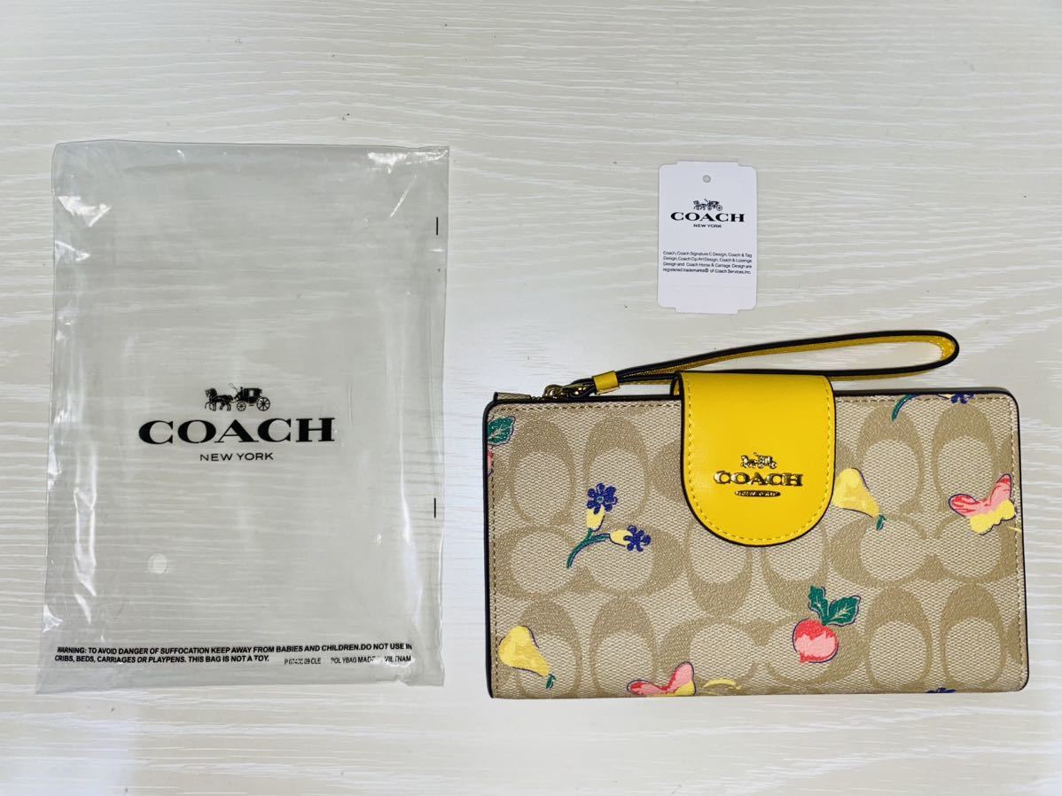 ☆未使用☆COACH 幸運のイエロー 花柄 C8751 長財布 コーチ COACH 花