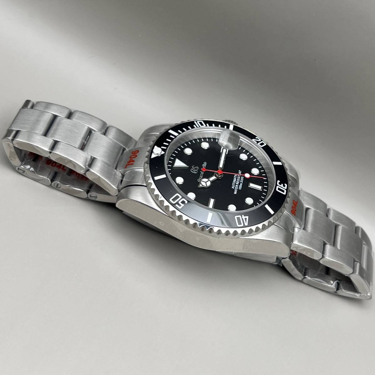 【NH35 MOD カスタム 自動巻 腕時計】フルブラック 黒 赤 SEIKO MOD NH35 カスタム ブラック 赤針 40mm マリーナ ダイバーズ
