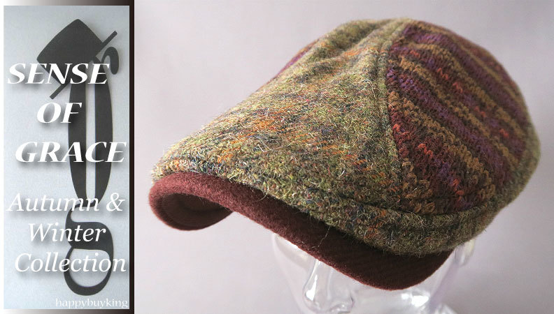 graceグレース★ネイティブツイードニットハンチング【茶】新品 サイズ調節可能 男女兼用 フェアアイル柄 センスオブグレース