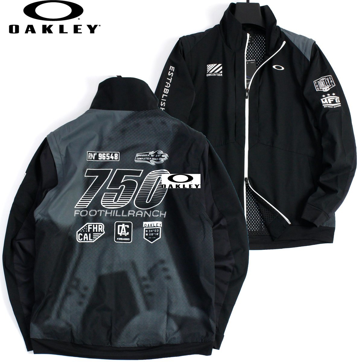 新品 オークリー ゴルフ ジップアップ 2WAY ジャケット XXL 秋冬 OAKLEY GOLF 裏メッシュ ベスト 撥水 防風 メンズ スポーツ ◆SQ1148C