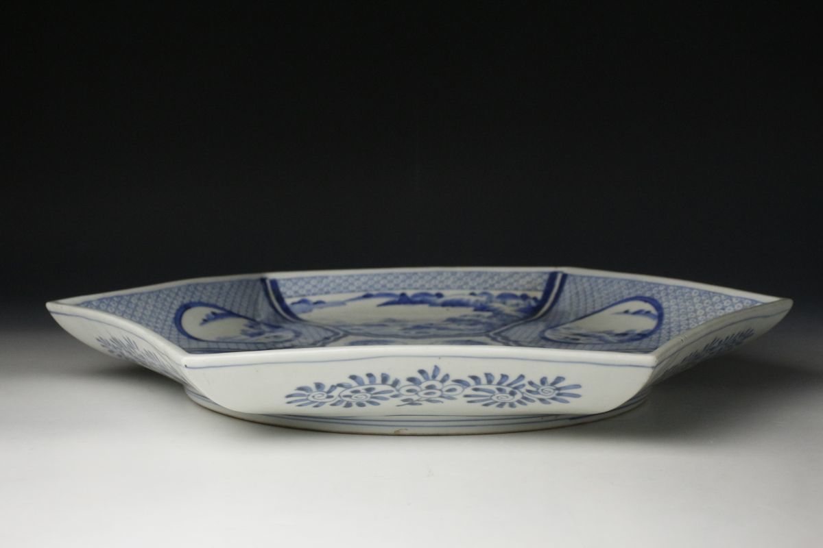 古伊万里染付風景図大皿 古伊万里染付風景図大皿 - メルカリ