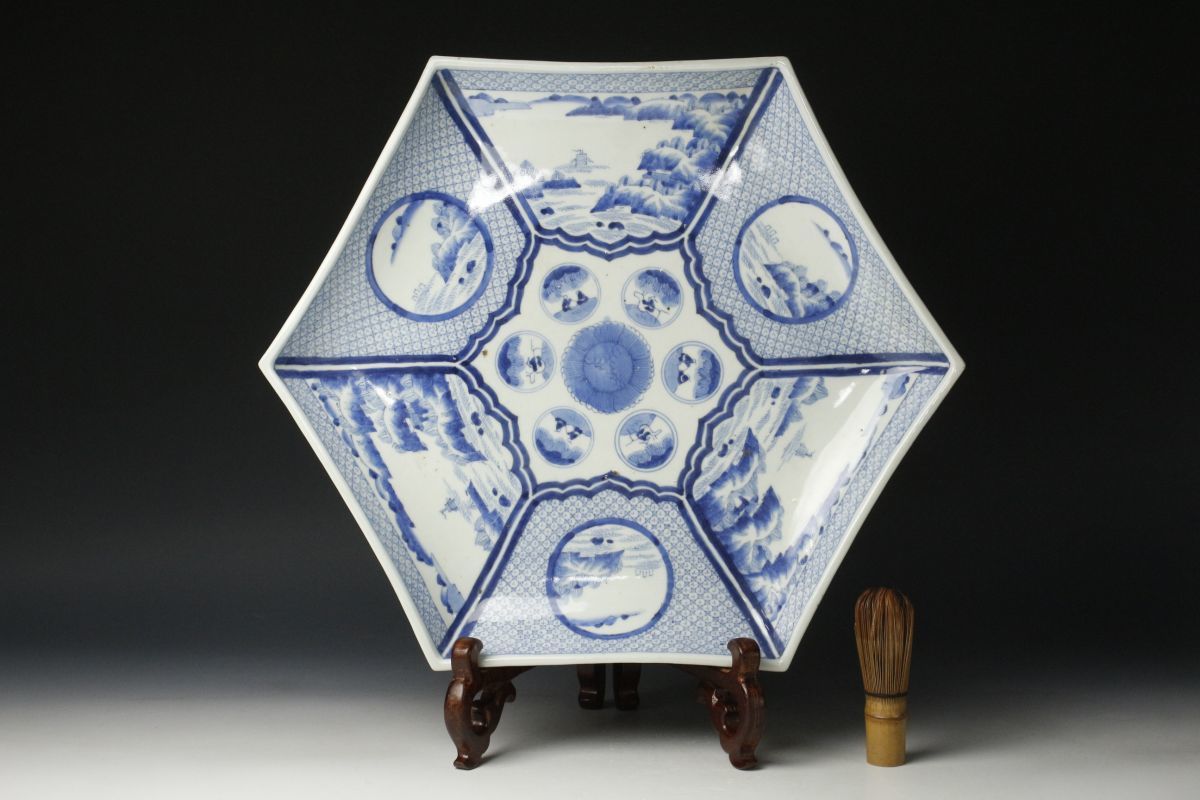 古伊万里染付風景図大皿 古伊万里染付風景図大皿 - メルカリ