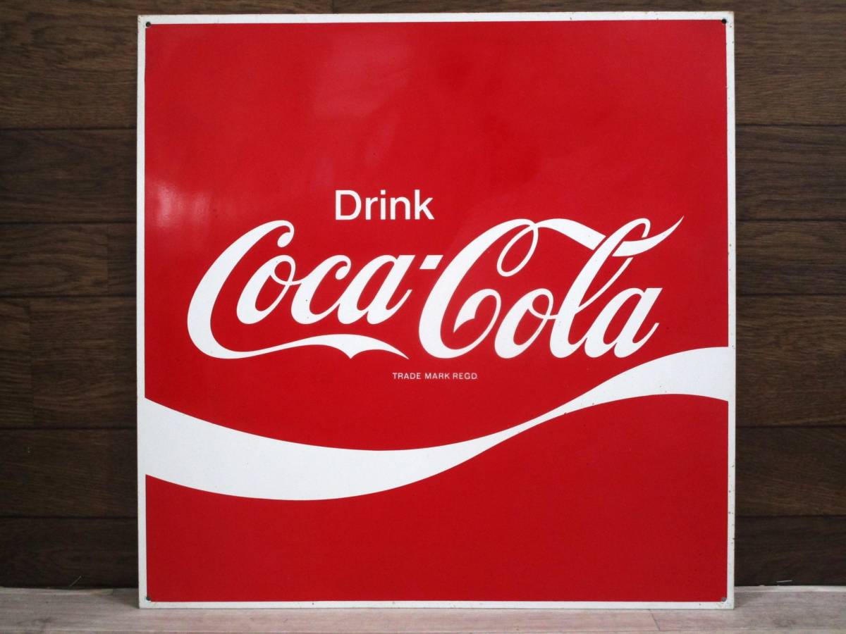 コカ・コーラ 昭和レトロ 当時物 ブリキ看板 44×44cm アメリカン雑貨 インテリア 企業物 【F020930S】