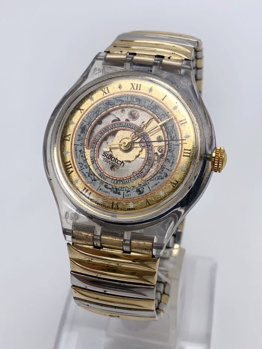 T780 swatch スウォッチ 23石 スケルトン×ゴールド文字盤 AT/自動巻 腕時計 裏スケ