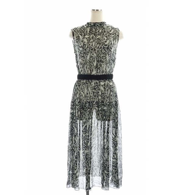 美品　ANAYI モノトーンペイズリーティアードワンピース 38 57200円 アナイ ANAYI 22AW モノトーンペイズリーティアードワンピース ロング