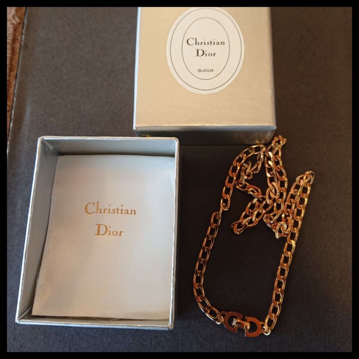 ☆未使用保管品 Christian Dior クリスチャンディオール ネックレス ゴールドカラー 箱付き（SF）