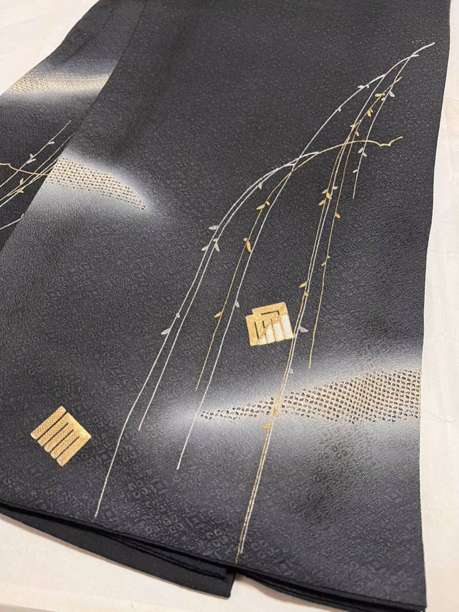 逸品 付け下げ 刺繍 汕頭刺繍 金銀彩 パールトーン加工 着物 正絹 訪問