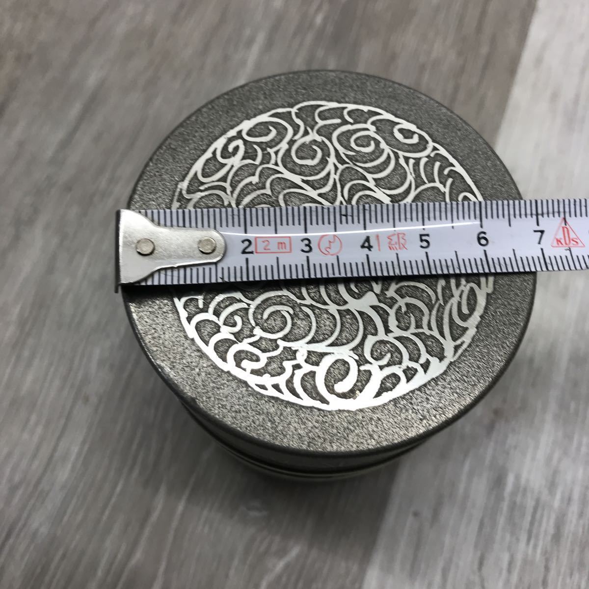 1218 本錫 錫半 松図 茶筒 茶入れ 茶道具 煎茶道具 錫製品 錫器(錫製 