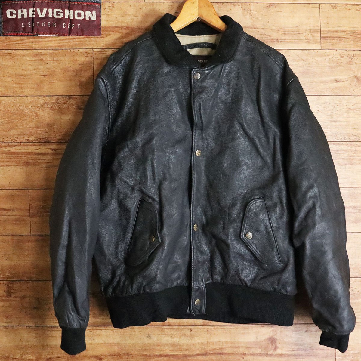 F1T/s8.29-5 CHEVIGNON シェビニオン レザーフライトジャケット 本革 