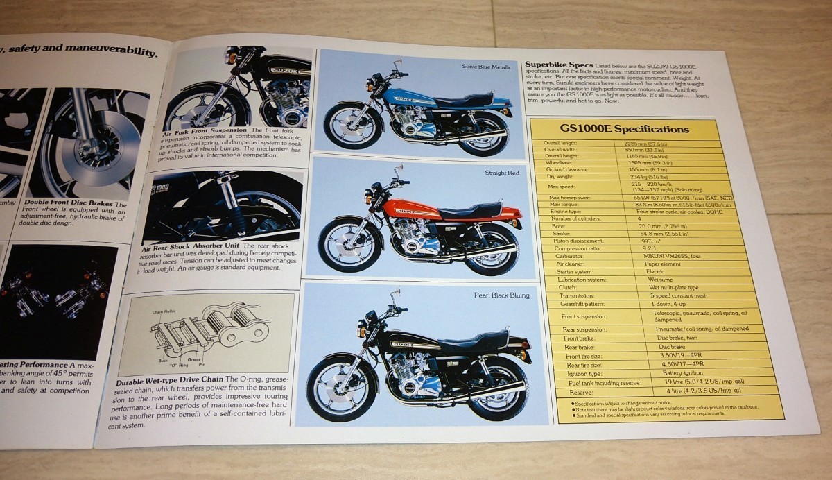 1978年当時物】スズキ GS1000E 欧州向け カタログ 旧車 ビンテージ