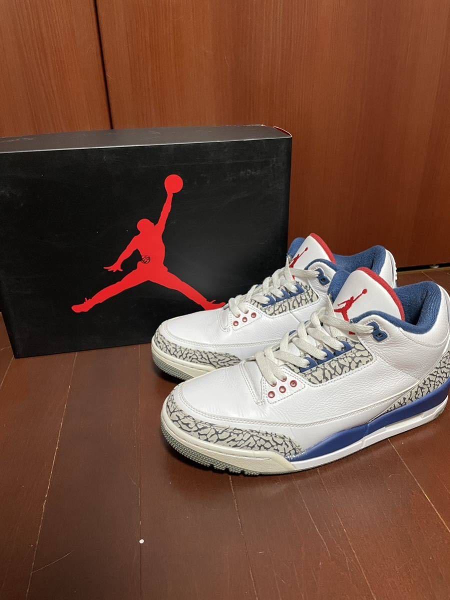 美品 エアジョーダン3 トゥルーブルー TRUE BLUE 白 黒 シカゴ 