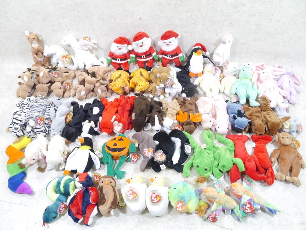53タグ付きタイTyぬいぐるみ動物サンタ④まとめて大量セットBEANIE BABIESビーニーベイビーズ当時物テディベアくま古い昔の希少レアJapan