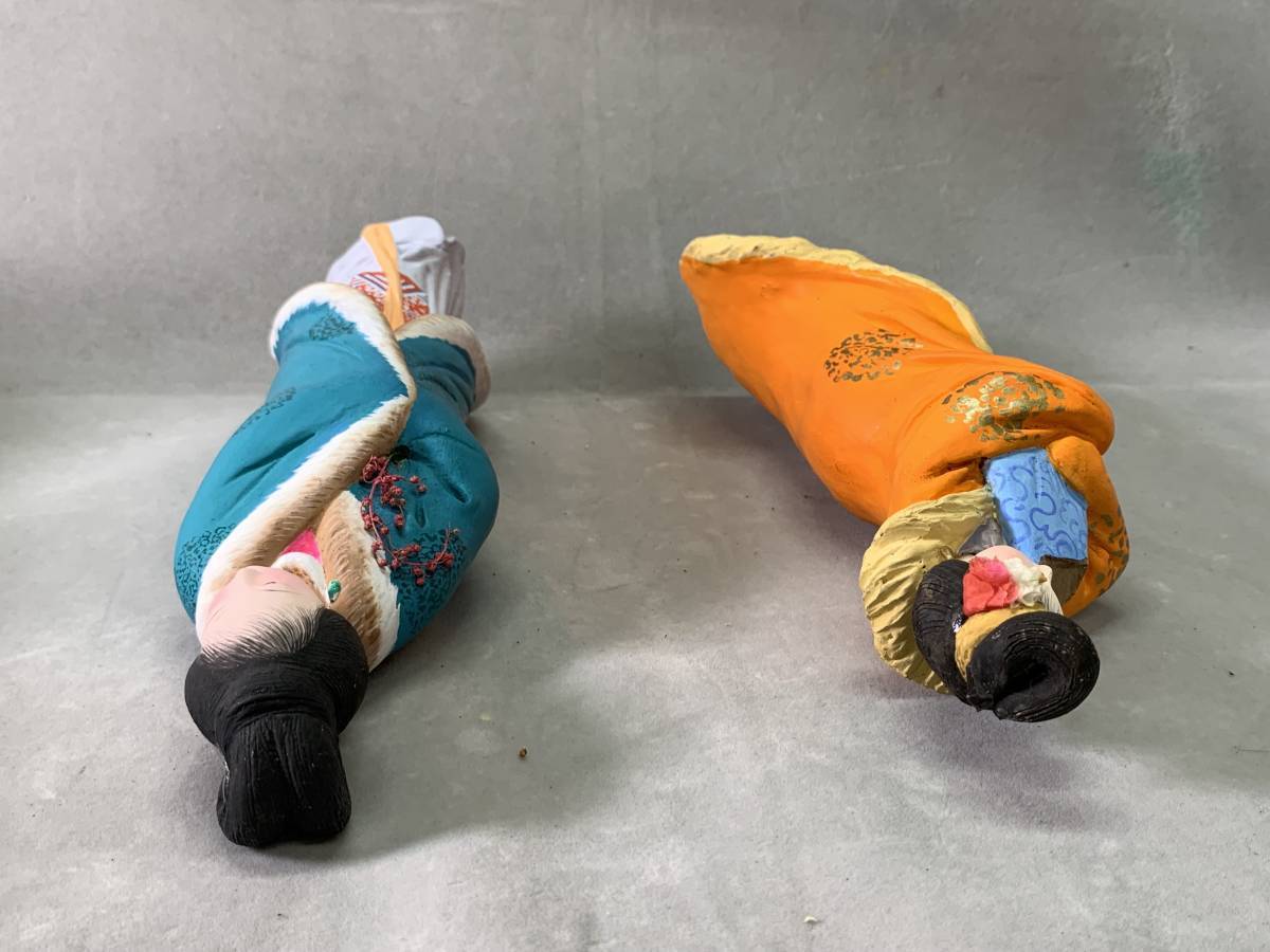 10＃J/2452 中国 土人形 泥人形 2体 美人人形 置物 民芸品 中国古美術 