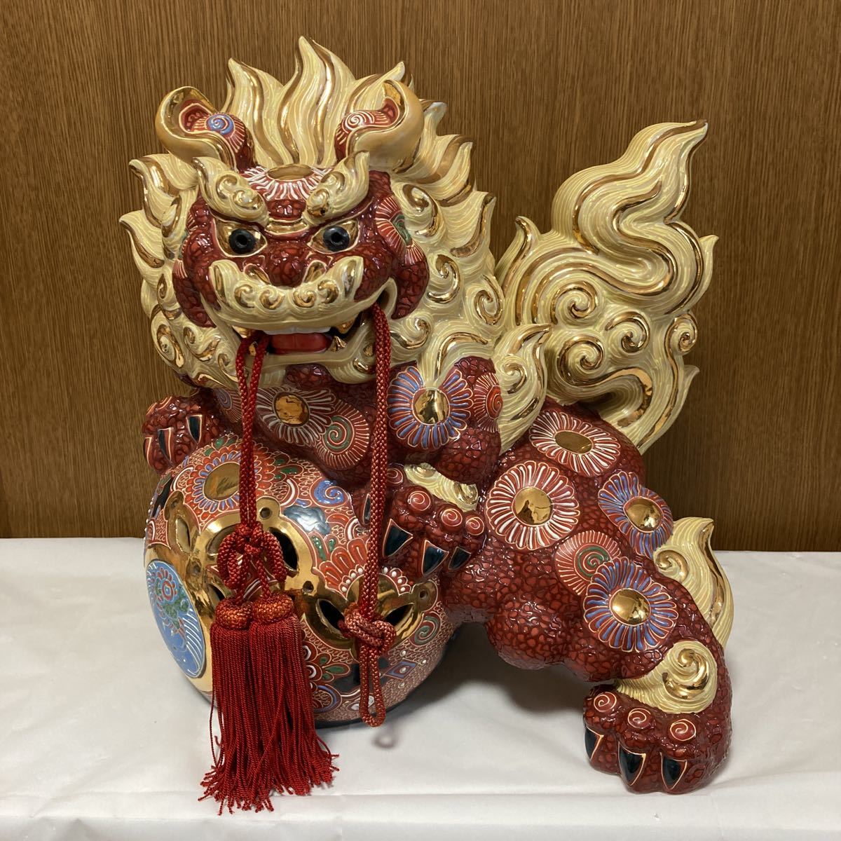 九谷焼 魔除け 太吉 玉乗り獅子 縁起物 狛犬 置物 インテリア 高さ 