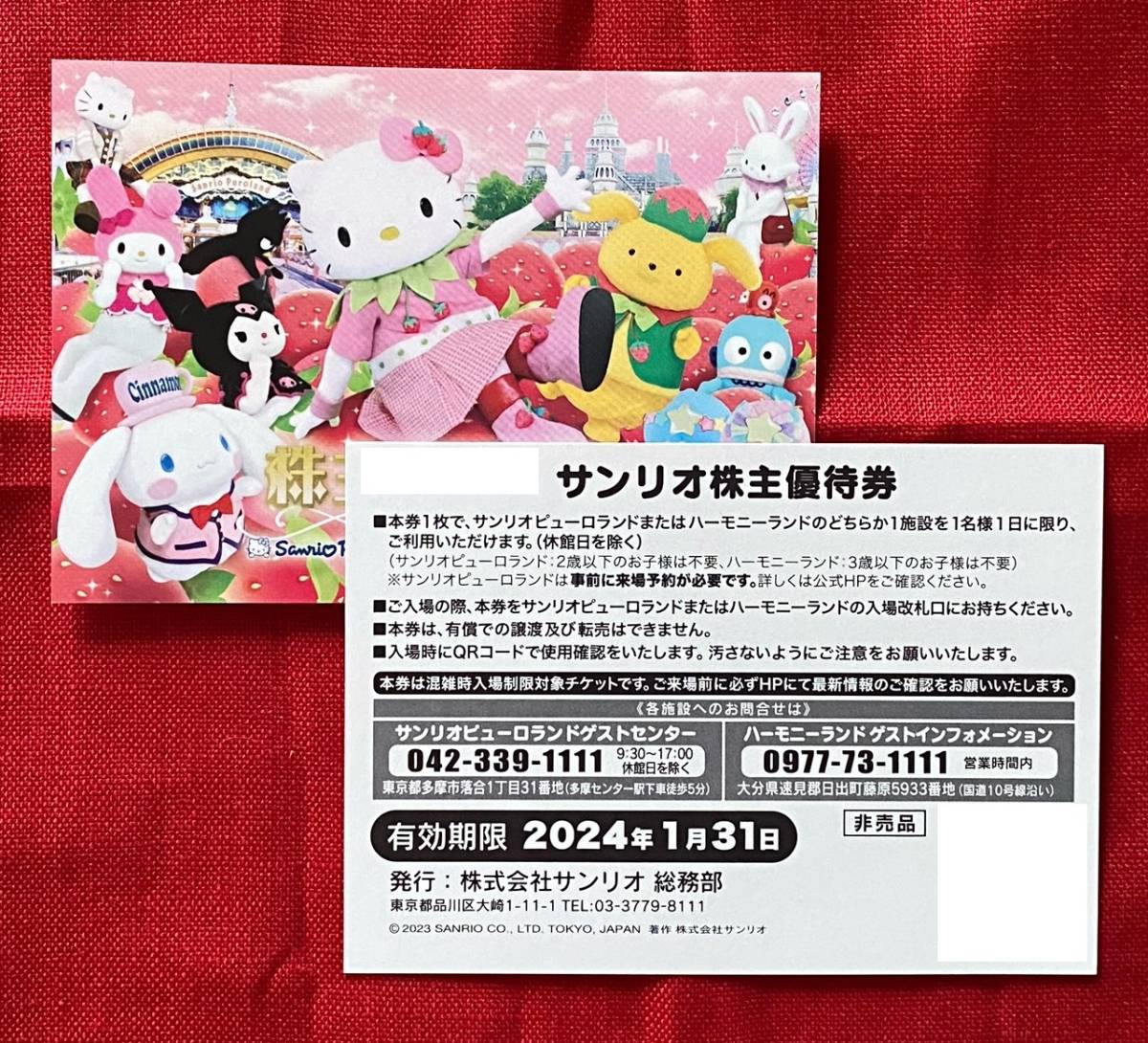サンリオ 株主優待券 6枚組 有効期限2024年1月31日まで