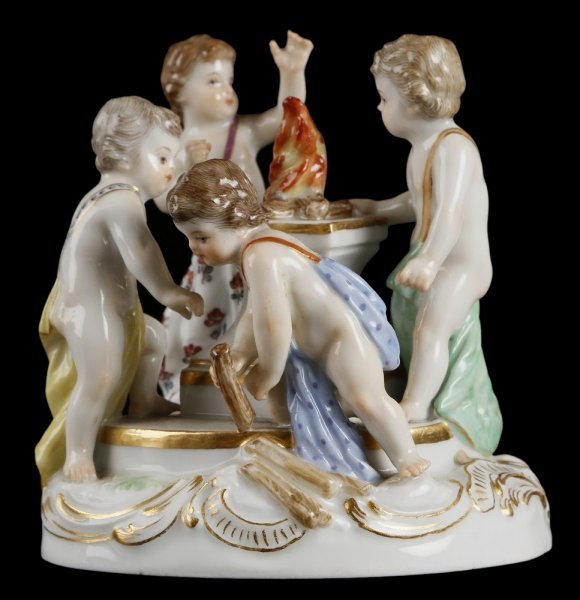 ■Meissen オールドマイセン 四人の少年フィギュリン 高さ約9㎝■