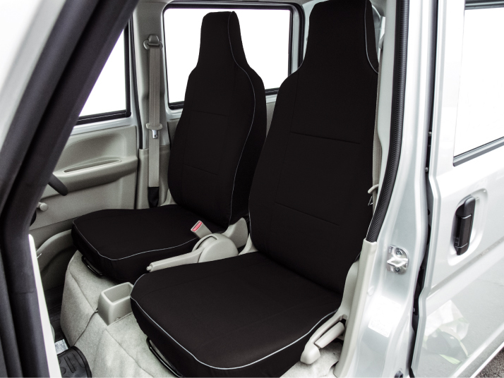 シートカバー 防水 撥水 布製 スズキ DA17V H27.2- エブリィ バン 専用 M4-51 ブラック 黒 軽自動車 1台分 セット