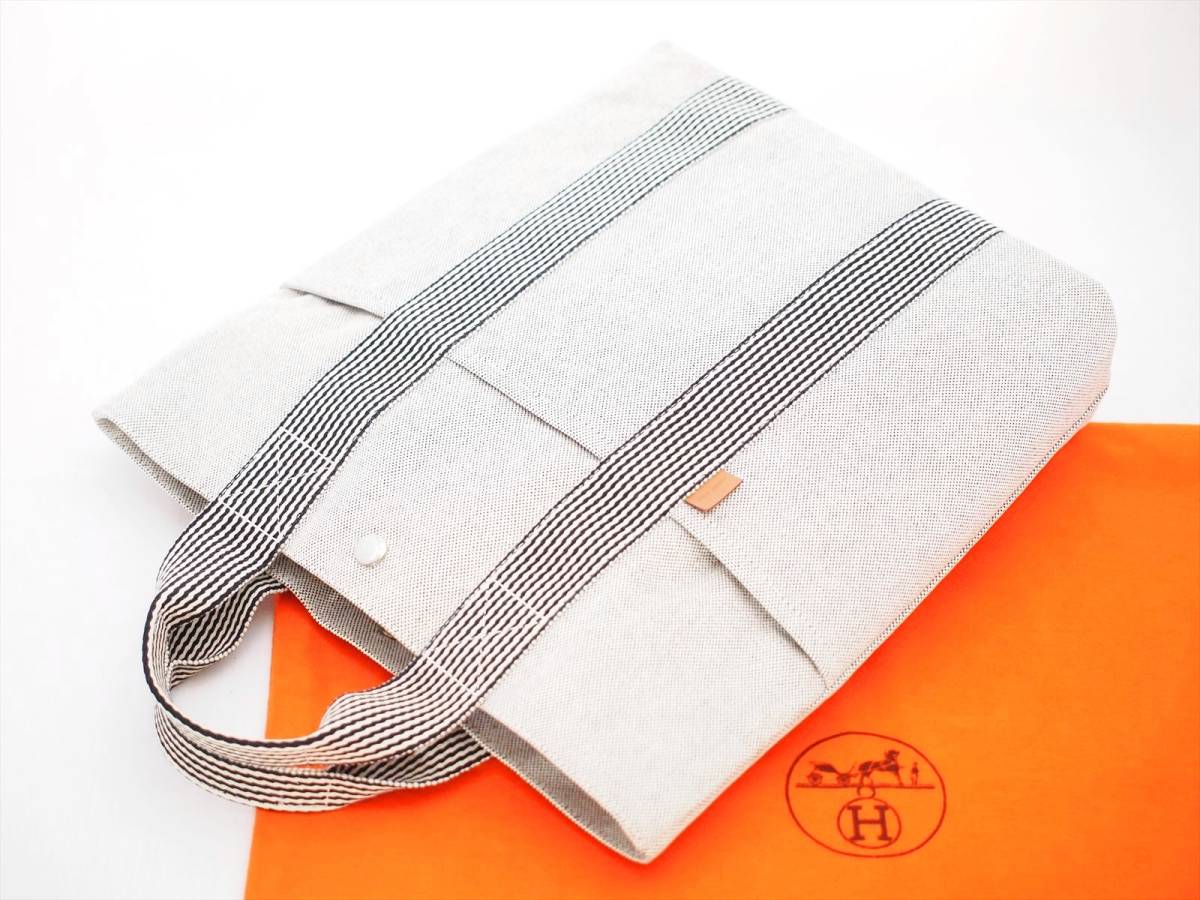 1円 極美品 角スレ無し 希少 エルメス ニューフールトゥ カバス グレー HERMES フールトゥ トートバッグ トート ビジネス クリーニング済