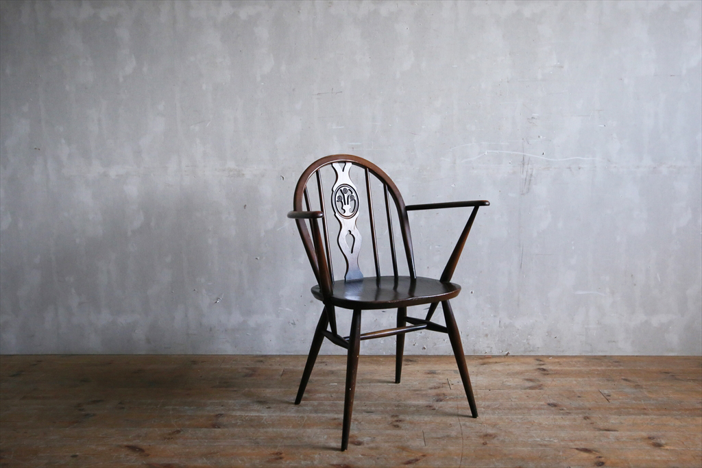 英国アンティーク◇ERCOLアーコールアームチェア/木製肘掛け椅子/ダイニングイス/飾り棚/店舗什器/ディスプレイ/イギリスビンテージ家具