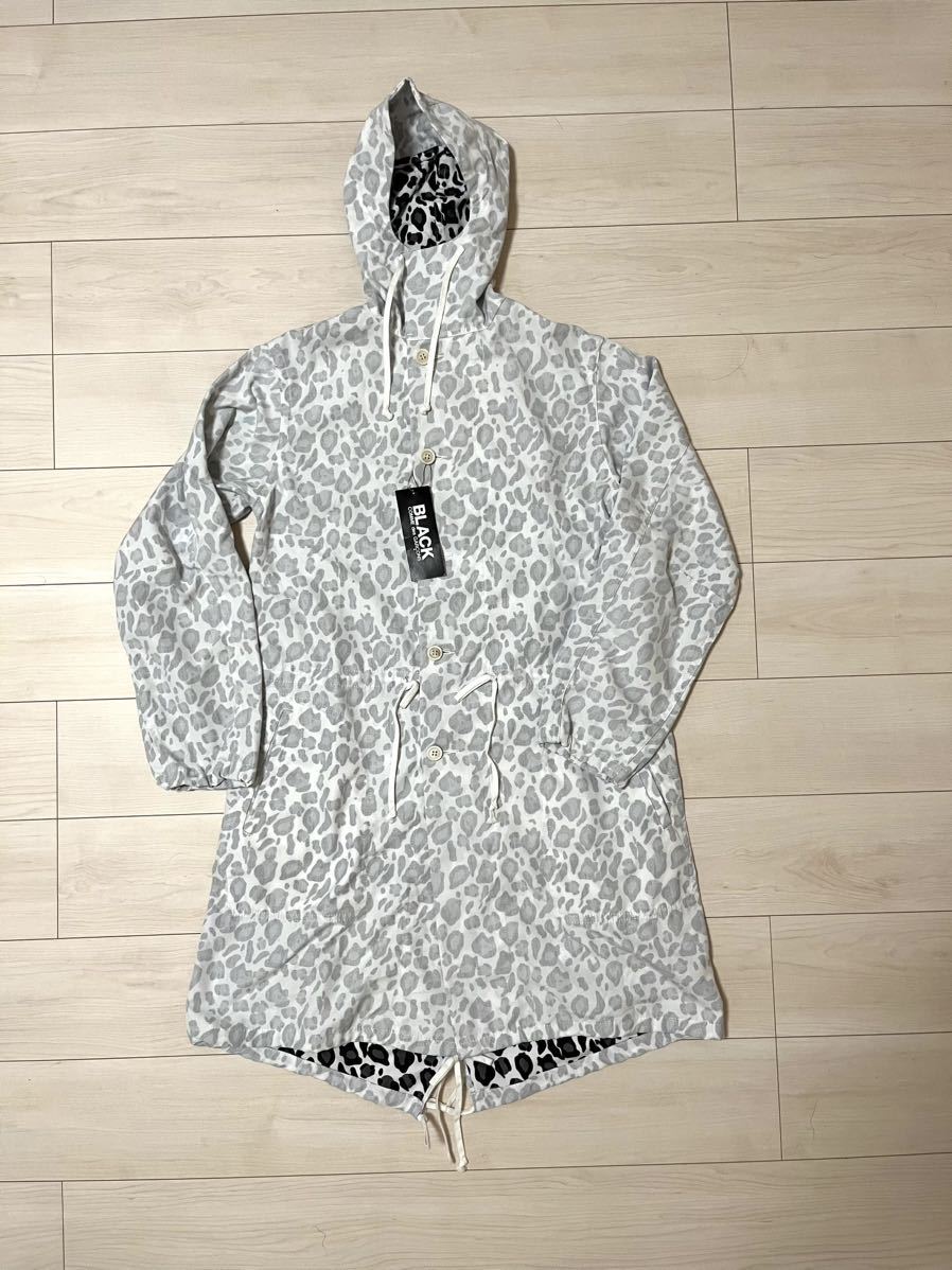 新品 23ss BLACK COMME des GARCONS ブラックコムデギャルソン　フード付き　レオパード柄モッズコート　Mサイズ