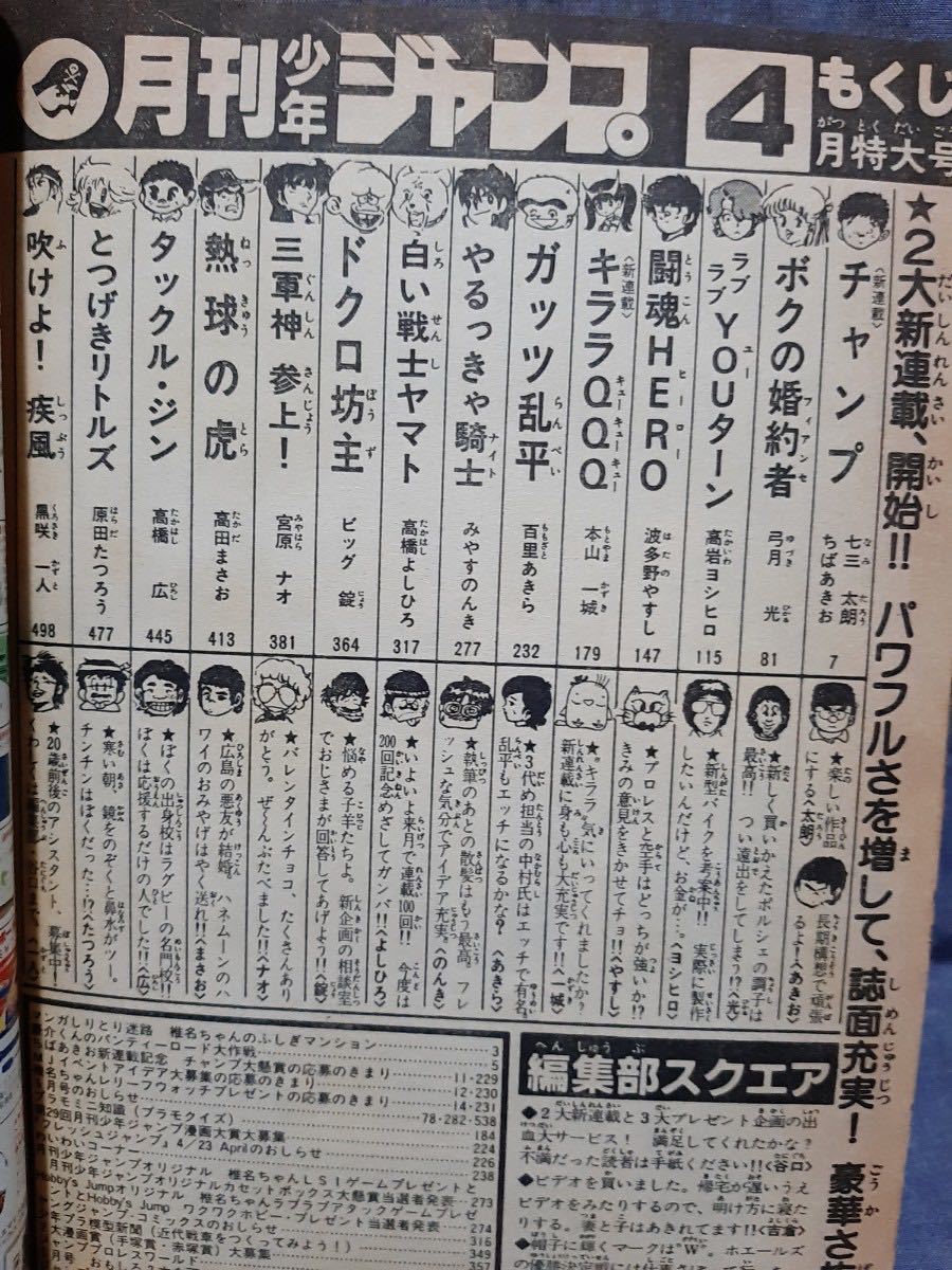 月刊少年ジャンプ 1984年 4月号 昭和59年 チャンプ ボクの婚約者 やる
