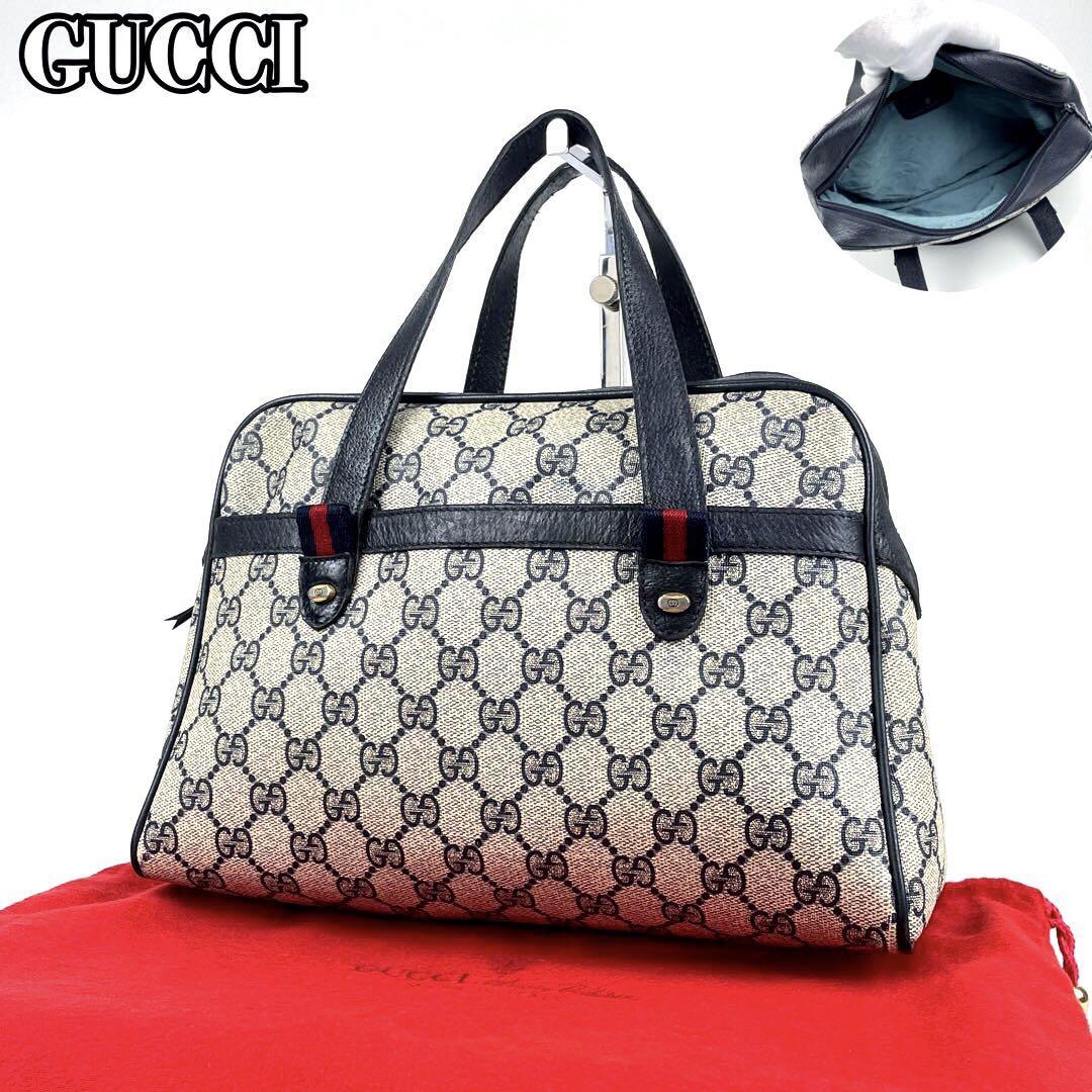 GUCCI GGスプリーム ハンドバッグ 美品□GUCCI グッチ ハンドバッグ GGスプリーム ダブルシェリーライン