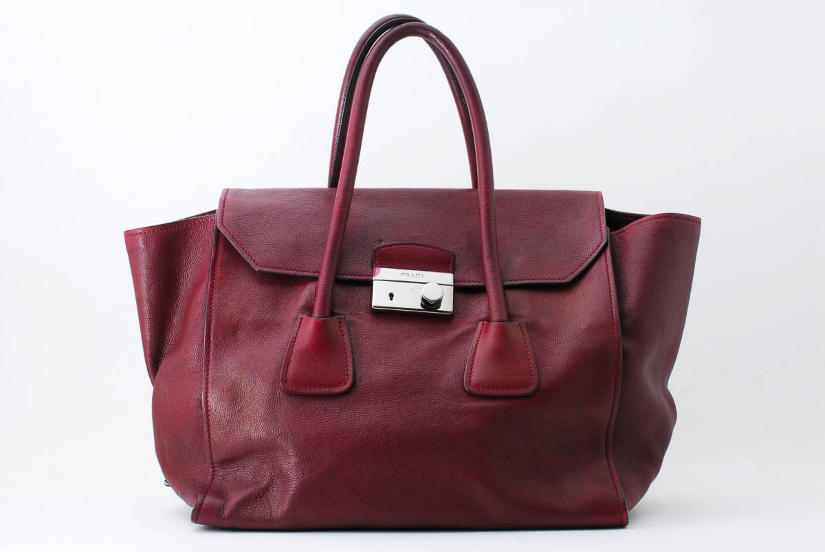 プラダ トートバッグ PRADA ナイロン 1円 レザー 白タグ 三角ロゴ 