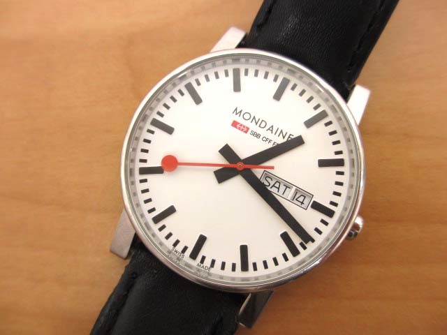 MONDAINE モンディーン スイス国鉄公認 メンズ 腕時計 クォーツ 白文字 