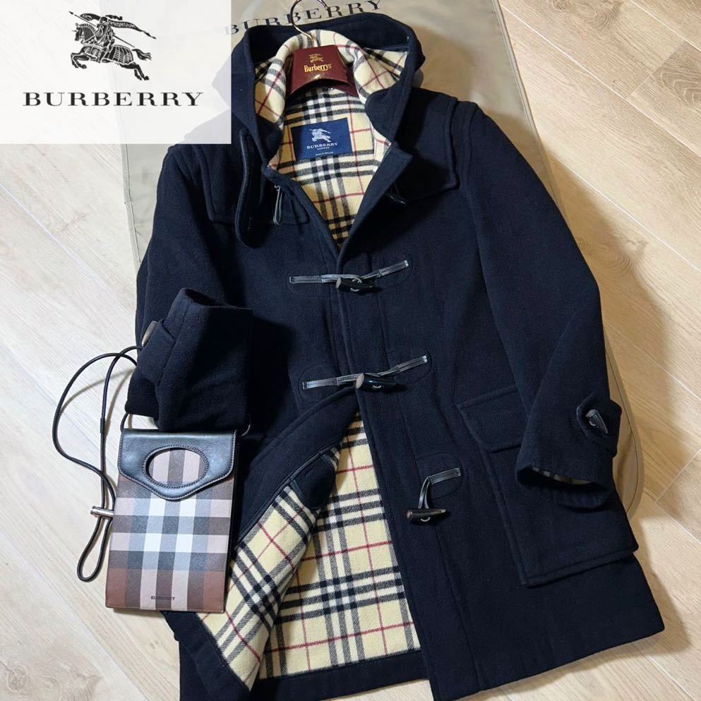 参考価格15万●超美品BURBERRY LONDON★ウールダッフルコート★英国イギリス製●目立ちノバチェック　バーバリーコート　レディース　