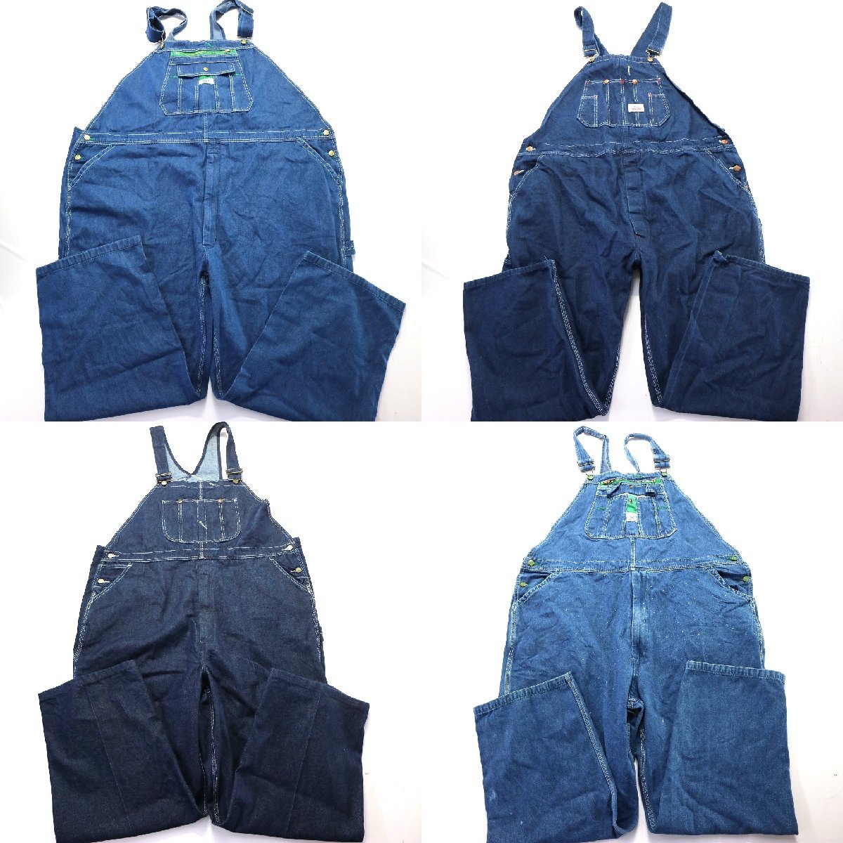 ◎デニムオーバーオールMIX set USA製 インディゴ 他 (メンズW56/W50/W48) 4枚セット まとめ売り 古着卸 1円スタート OO4 MQ0044