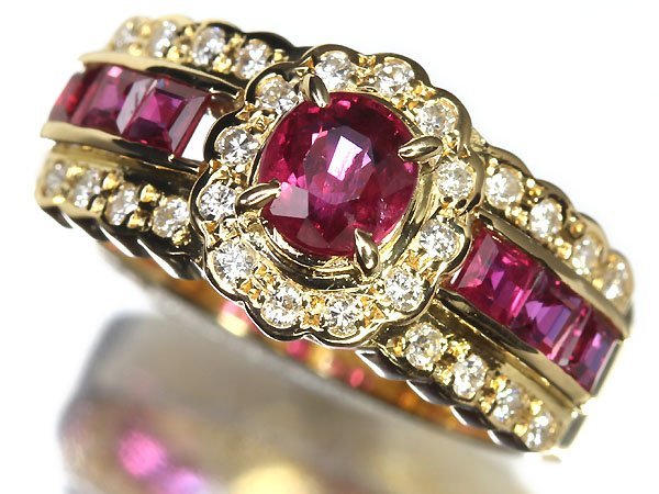 OM9887T【1円～】新品【RK宝石】≪RUBY≫ 艶やか濃厚カラー!! 極上ルビー 0.54ct 極上脇石ルビー 極上ダイヤモンド K18 高級リング ダイヤ