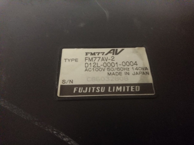 FM77AV-2 通電のみ確認 FM77AV-2 通電のみ確認 FM77AV-2 通電のみ確認