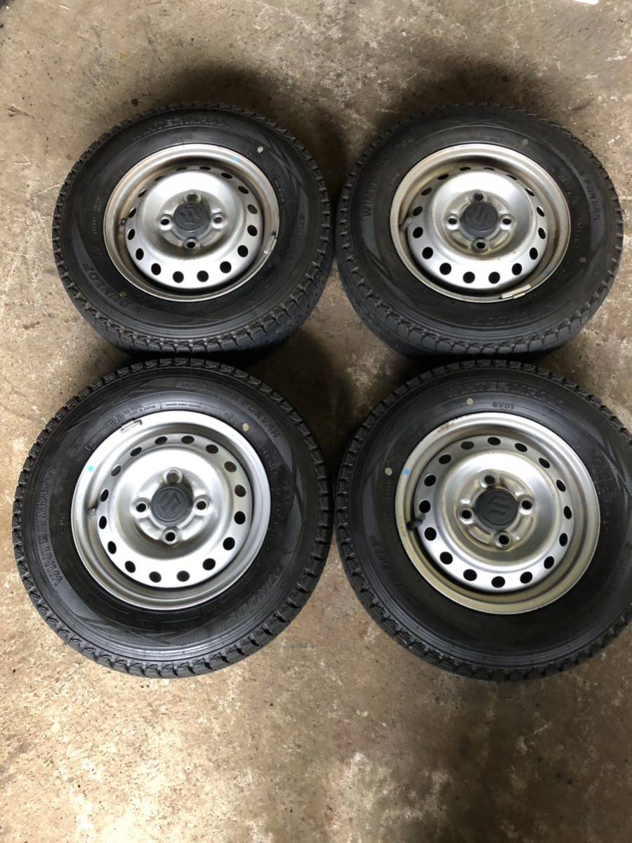 2020年製 溝アリ DUNLOP WINTERMAXX SV01 スタッドレス 145 R12 6P.R スチールホイール スズキ キャリィ エブリィ 軽トラ 軽バン流用