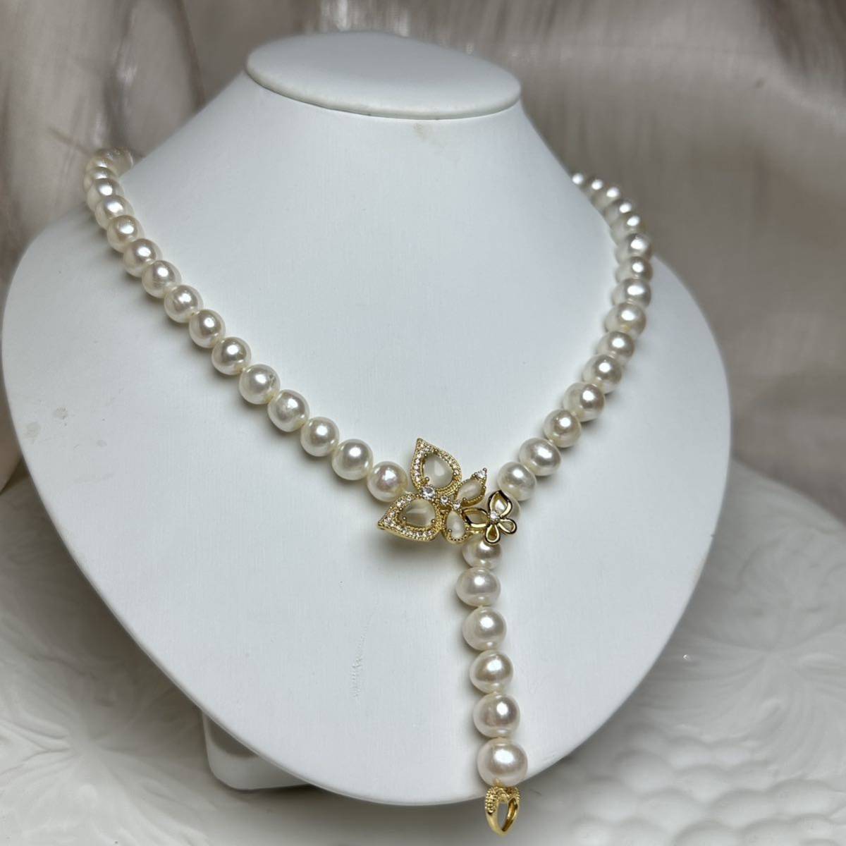 花珠級本真珠ネックレス9mm 55cmnecklace Pearl jewelry ロング