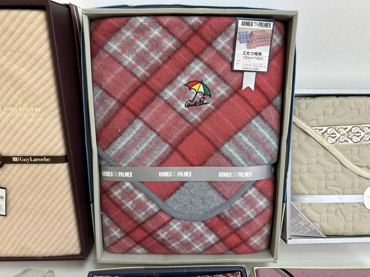 231023F こたつ布団カバー ８点 おまとめ セット 上掛 中掛 こたつ毛布 暖卓用 Dior Guy Laroche 防ダニ加工 長方形 花栞 箱あり 日本製 こたつ布団掛けカバー knit 四角形タイプ 210×310cm 撥水 在庫処分こたつ上掛けカバー