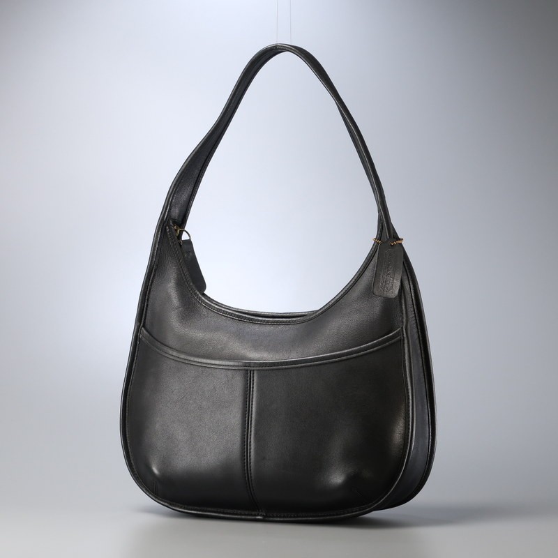 TG4917▼オールドコーチ COACH*ヴィンテージ*9033*グローブレザー*ショルダーバッグ*肩掛け*鞄*ブラック*vintage