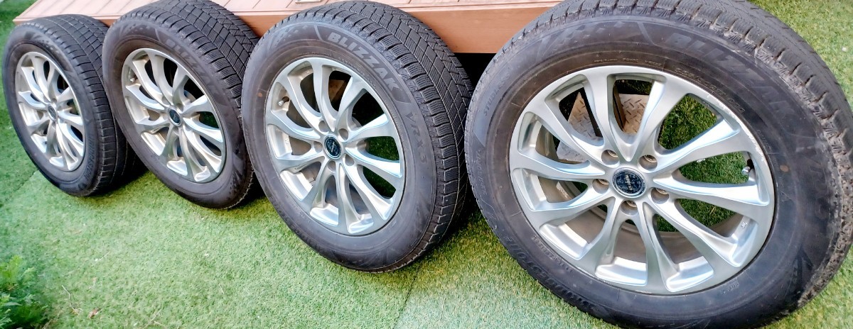 バリ山 2021年製 スタッドレス 225/60R17 99Q ブリヂストン VRX3 アルファード ヴェルファイア BS 17×7J 114.3/5H ET45 タイヤ残8分山