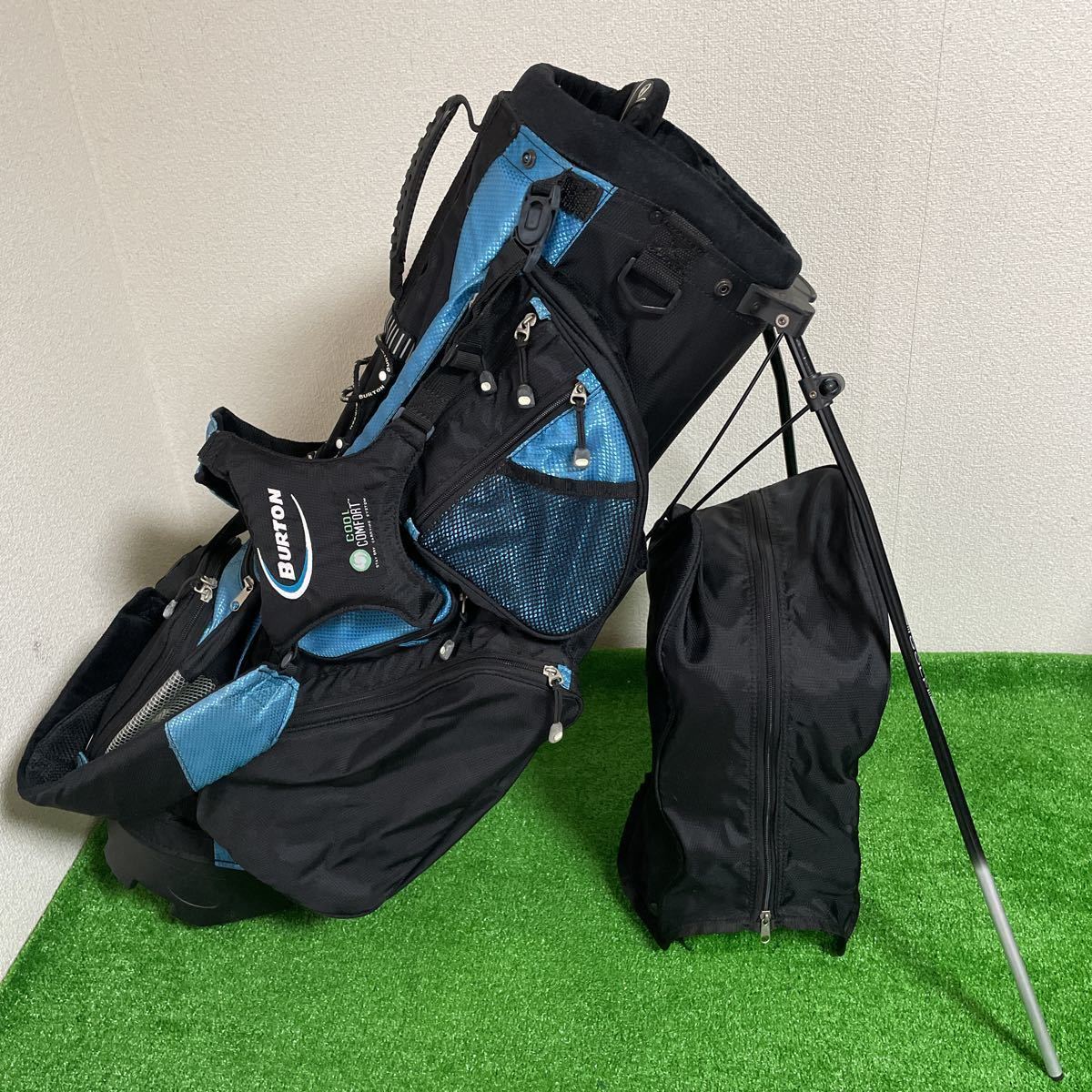  B-128 Burton Golf バートン スタンド式 軽量キャディバッグ ブルー／ブラック(その他)｜売買されたオークション情報、yahooの商品情報をアーカイブ公開 - オークファン キャディバッグ