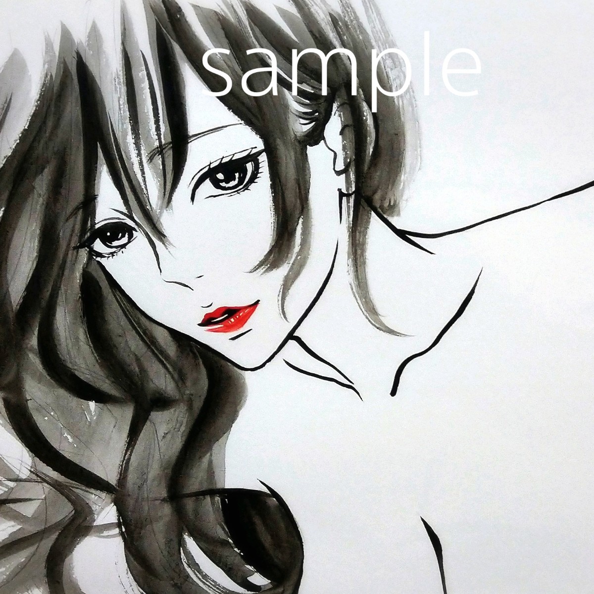 肉筆原画 美人画 ドローイング 絵画 水彩画 オリジナル 手描きイラスト