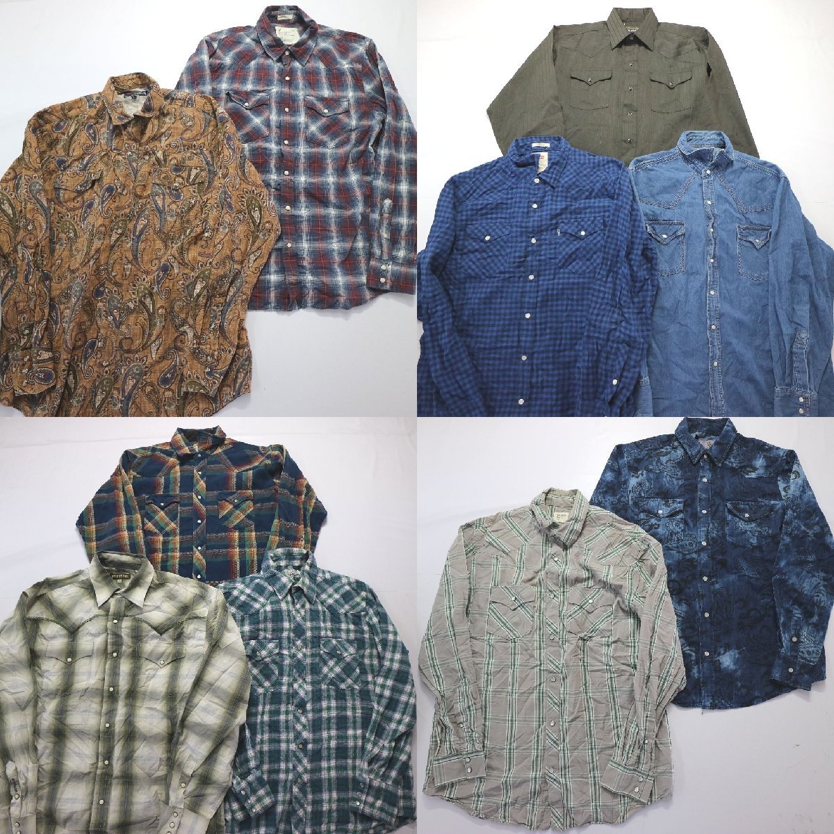 ◎長袖ウエスタンシャツ set USA製 ペイズリー柄 他 (メンズL) 10枚セット まとめ売り 古着卸 1円スタート LS15 MQ0746
