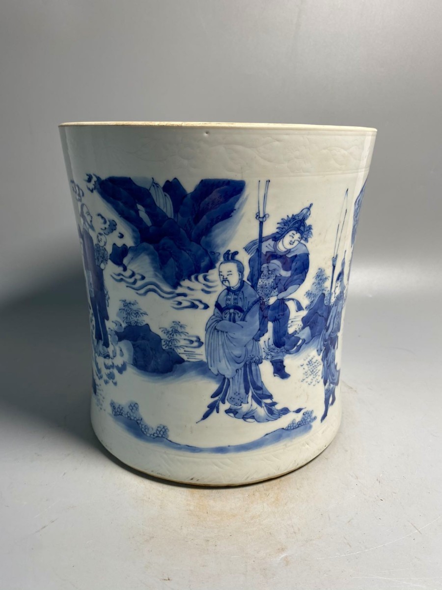 旧家蔵出 陶磁器 景徳鎮製 文房具 筆筒 青花 花瓶 花入 煎茶道具 中国